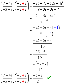 División de números complejos